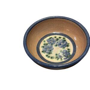 Set Of 4 Jayde Hileman Handcrafted Ceramic Bowls With Blue‎ Floral Design